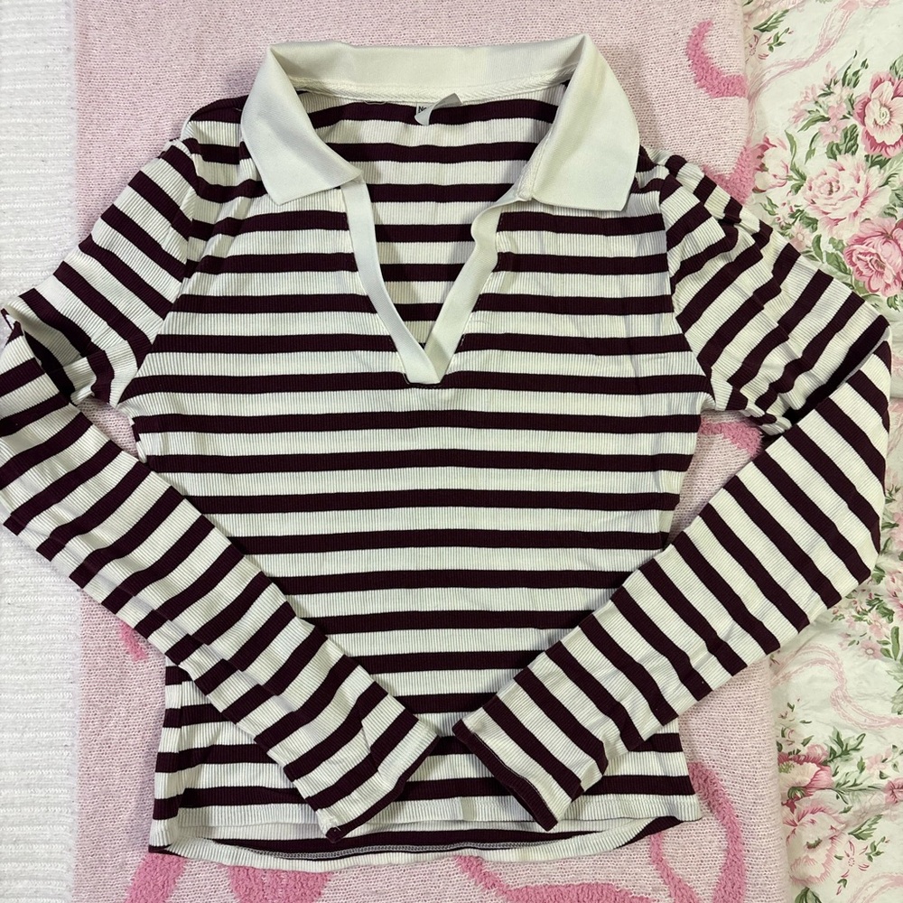 No Boundaries Black and White Striped Long Sleeve Top